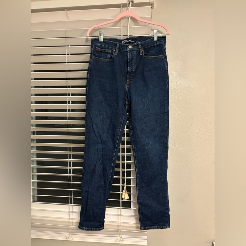 GAP Denim High Rise Vintage Slim Jeans - Dark Blue